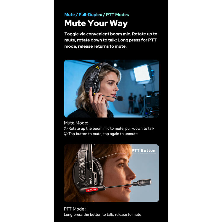 Godox SkyTalk Air 5S 5-Person Full-Duplex Wireless Intercom Headset System (2.4 GHz) - Image 7