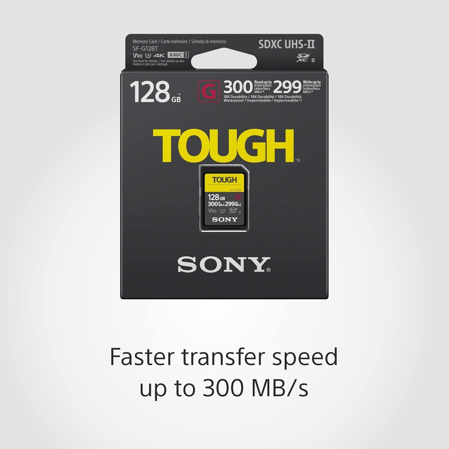 Sony TOUGH-G series SDXC UHS-II Card 128GB, V90, CL10, U3, Max R300MB/S, W299MB/S (SF-G128T/T1) - USED - Image 2