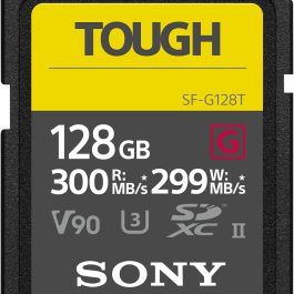 Sony TOUGH-G series SDXC UHS-II Card 128GB, V90, CL10, U3, Max R300MB/S, W299MB/S (SF-G128T/T1) – USED