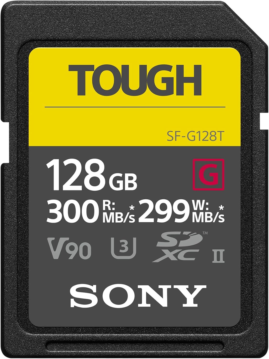 Sony TOUGH-G series SDXC UHS-II Card 128GB, V90, CL10, U3, Max R300MB/S, W299MB/S (SF-G128T/T1) - USED
